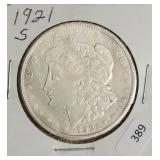 1921 S MORGAN DOLLAR  VG