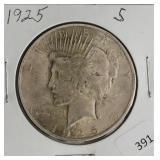 1925 S PEACE DOLLAR  VF