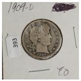 1909 D BARBER QUARTER  G
