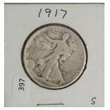 1917 S WALKING HALF DOLLAR  VG