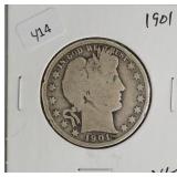 1901 BARBER HALF DOLLAR  VG