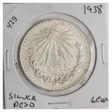1938 MEXICO SILVER PESO GEM