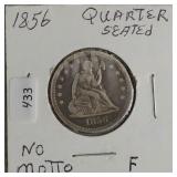 1856 SEATED QUARTER  F