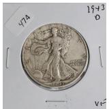 1941 D WALKING HALF DOLLAR  VF