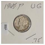 1945 MERCURY DIME  XF