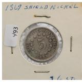 1867 SHIELD NICKEL  VG