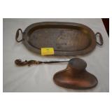 SPELTER INK WELL, LETTER OPENER AND 12" BRASS