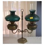 JOHN SCOTT BRASS DOUBLE OIL LAMP