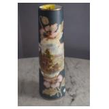 12" PAINTED GLASS VASE - ENGLISH COTTAGE BY THE