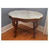 VICTORIAN MAHOGANY MARBLE TOP LAMP TABLE