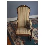 VICTORIAN WALNUT ROCKING CHAIR - UPHOSTERED SEAT