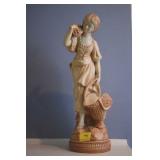19 1/2" MARWAL CHALKWARE STATUE - LADY WITH