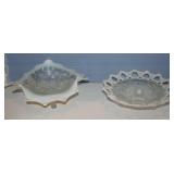 GROUPING: MOON STONE 3 FOOTED DISH, COBALT BLUE CA