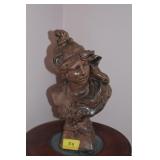 13" CHALKWARE BUST OF A LADY - HAS BEEN BROKEN AND