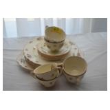 19 PC. CROWN DUCAL CHINA - "PINAFORE" PATTERN