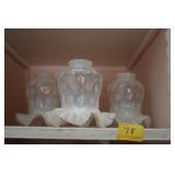 3 GLASS LAMP SHADES - LOOKS LIKE FENTON COIN DOT