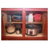 CONTENT OF CABINET: CROCK POT, SLOW COOKER, SERVIN