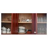 GROUPING: APPLE PATTERN DISHES, JUICE GLASSES, COF