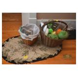 BASKET WITH KNITTING NEEDLES, YARN, ETC.
