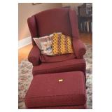QUEEN ANNE STYLE WING BACK CHAIR & MATCHING