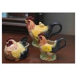MARUTOMOWARE CHICKEN TEA POT, SUGAR AND CREAMER