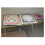 VINTAGE METAL BENCH AND WROUGHT IRON PLANT STAND