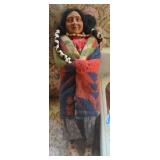16" NATIVE AMERICAN DOLL WITH PAPOOSE - HAND MADE