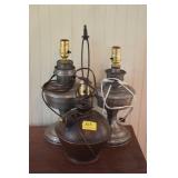 PAIR OF ELECTRIFIED ALADDIN OIL LAMPS AND OTHER LA