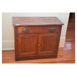 ANTIQUE OAK WASH STAND - SINGLE DRAWER. DOUBLE DOO