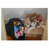 GROUPING: TOYS, WICKER DOLL FURNITURE, ETC.