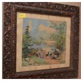 PRINT OF A NATIVE AMERICAN ENCAMPMENT - ANTIQUE