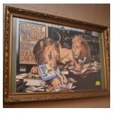 "LAZY LIONS" PRINT - FRAMED - 24" X 35"