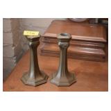 PAIR OF 6" ART DECO CAST BRONZE CANDLESTICKS