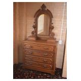 VICTORIAN WALNUT DRESSER WITH MIRROR