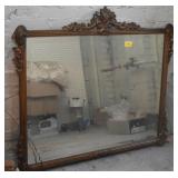 ANTIQUE BEVELED GLASS WOOD FRAMED MIRROR