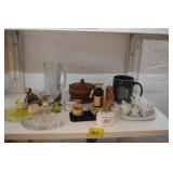 MINIATURES: TEA SET, FROZEN CHARLOTTE DOLLS, ETC.