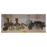 CANDLESTICKS, VASE, INK WELLS, ETC.