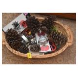 BASKET WITH ASSORTED COOKIE CUTTERS, ETC.