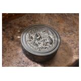 BRONZE POWDER BOX WITH BEVELED GLASS MIRRORED LID