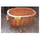 10" BASKET WITH APPLES PAINTED AROUND RIM