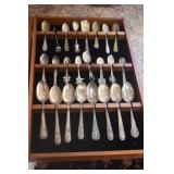 24 COLLECTOR SPOONS IN WOODEN DISPLAY
