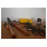 HEDGE CIPPERS, CAULK GUN, HACK SAW, ETC.