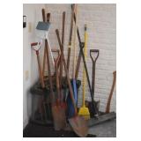 GROUPING OF YARD TOOLS WITH PLASTIC CORNER STORAGE