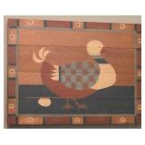 METAL AND GLASS SHELVING UNIT AND FOLK ART DUCK PI