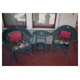 3 PC. WICKER SET: CHAIR, ROCKER AND TABLE