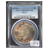 1972 S EISENHOWER SILVER DOLLAR - PR69DCAM