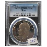 1973 S EISENHOWER SILVER DOLLAR - PR69DCAM