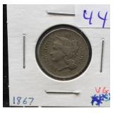 1867 3¢ NICKLE