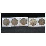 5 PEACE DOLLARS - ASSORTED DATES