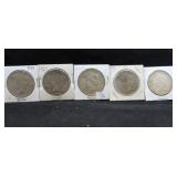 5 PEACE DOLLARS - ASSORTED DATES
